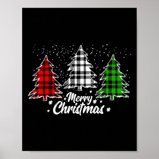 Poster Buffle de Noël Plaid Rouge Blanc Vert Noël (Devant)