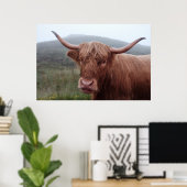 Poster Buffle d'eau Brown en Duirinish, Royaume-Uni (Bureau à domicile)