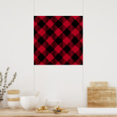Poster Buffle rouge et noir, Motif Plaid (Cuisine)