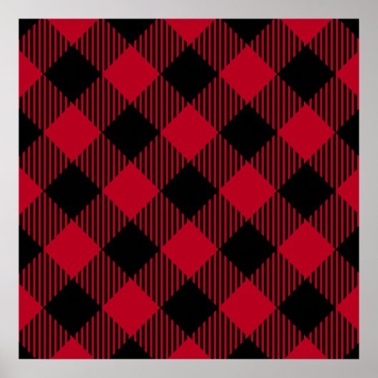 Poster Buffle rouge et noir, Motif Plaid (Devant)