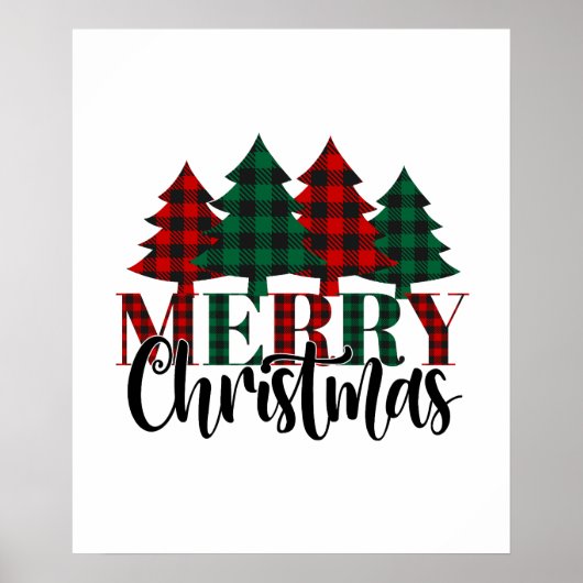 Poster Buffle rouge et vert Plaid Motif Christmas Tree (Devant)