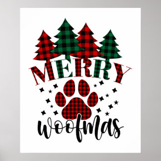 Poster Buffle Rouge Vert Plait Arbre De Noël Et Paw