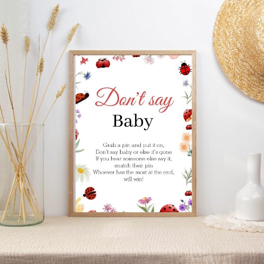 Poster Bug Don't Say Baby Baby shower Jeu signe