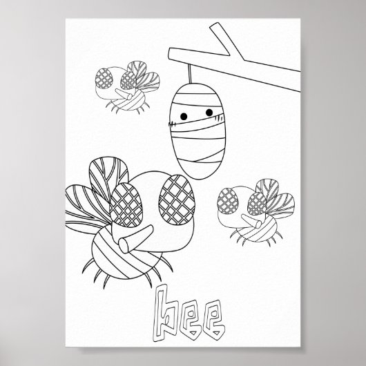 Poster Bugs Abeilles Coloriage Mignon (Devant)