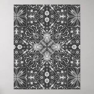 Poster Bugs, blanc cassé sur fond noir