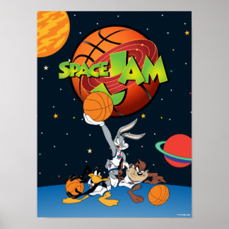 Poster BUGS BUNNY™, DAFFY DUCK™, & TAZ™ SPACE JAM™ logo