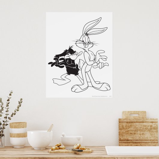 Poster BUGS BUNNY™ et DAFFY DUCK™ (Cuisine)
