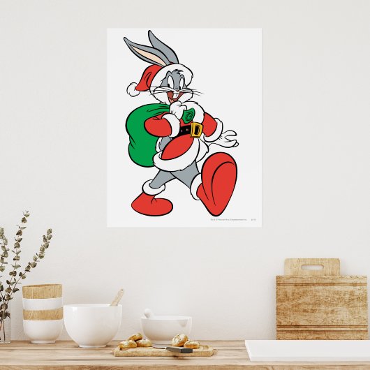 Poster BUGS BUNNY™ Père Noël (Cuisine)