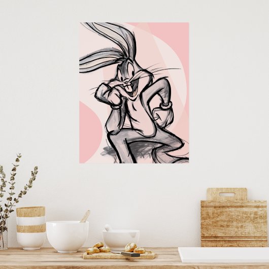 Poster BUGS BUNNY™ Thinker rose pâle (Cuisine)