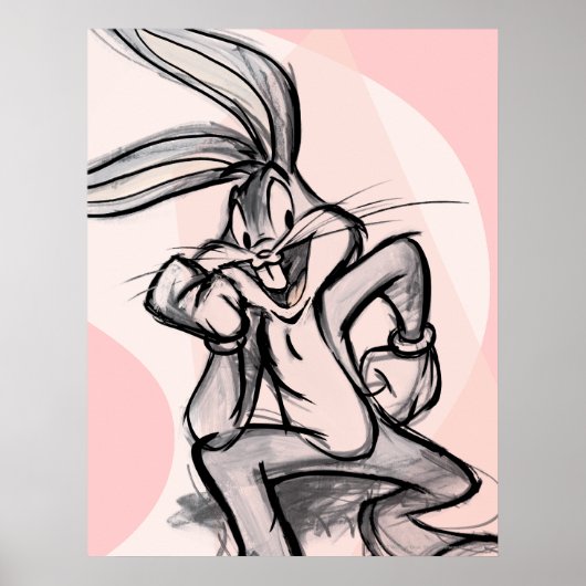 Poster BUGS BUNNY™ Thinker rose pâle (Devant)
