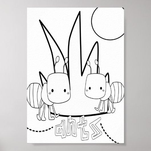 Poster Bugs de coloriage mignons fourmis (Devant)