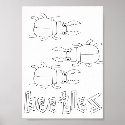 Poster Bugs et Coléoptères de coloriage mignons (Devant)
