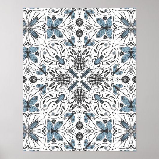 Poster Bugs, noir et bleu (Devant)