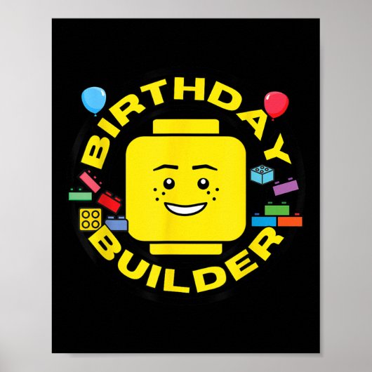 Poster Building Bricks Birthday Builder Blocks Figure  (Devant)