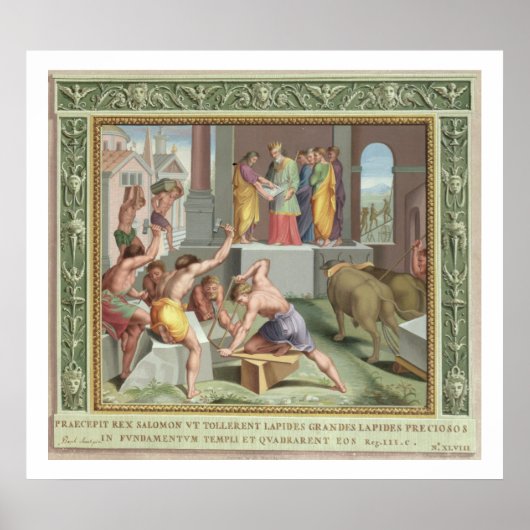 Poster Building The Temple of Solomon, illustration from (Devant)
