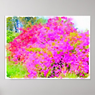 Poster Buisson de bouganvillée, peinture d'aquarelle