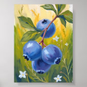 Poster Buisson de myrtilles | Peinture aquarelle de fruit (Devant)