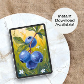 Poster Buisson de myrtilles | Peinture aquarelle de fruit