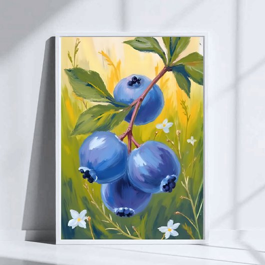 Poster Buisson de myrtilles | Peinture aquarelle de fruit