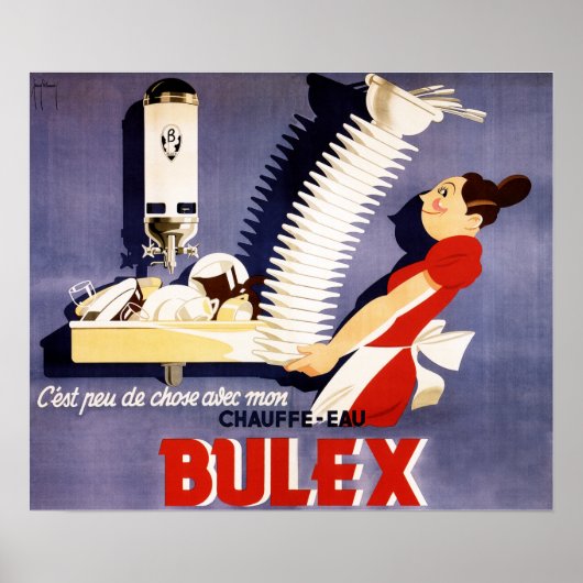 Poster BULEX Chauffage d'eau belge Annonce Vintage (Devant)