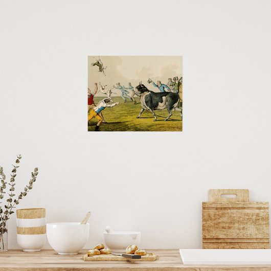 Poster "Bull Baiting", pub. de Thomas McLean, 1820, (prin (Cuisine)