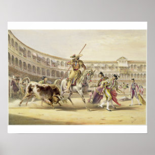 Poster Bull Charging a Picador, 1865 (litho couleur)