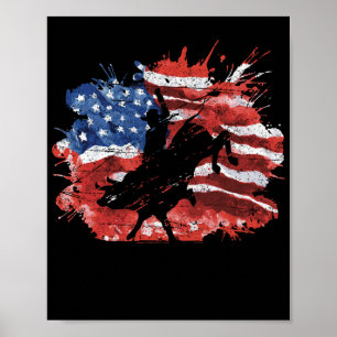 Poster Bull Rider Patriotic American Flag for Cowboys