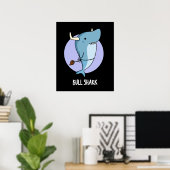 Poster Bull Shark Funny Animal Shark Pun Dark BG (Bureau à domicile)
