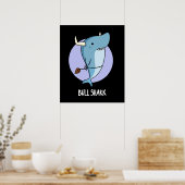 Poster Bull Shark Funny Animal Shark Pun Dark BG (Cuisine)