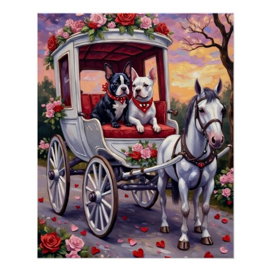 Poster Bull Terrier Chien Saint-Valentin (Devant)