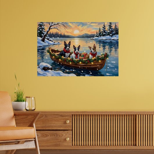 Poster Bull Terrier Christmas Boat Holiday (Salon 2)