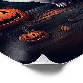 Poster Bull Terrier Citrouilles Halloween Épouvantable (Coin)