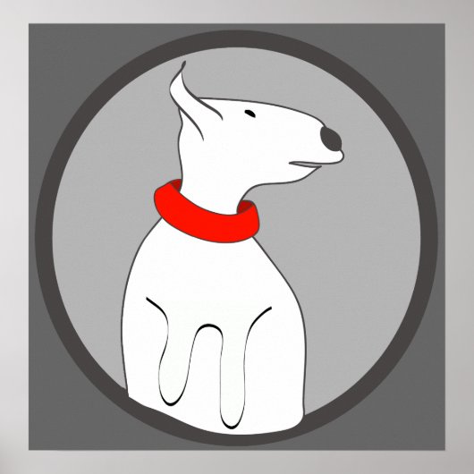 POSTER BULL TERRIER RED COLLAR PUPPY (Devant)