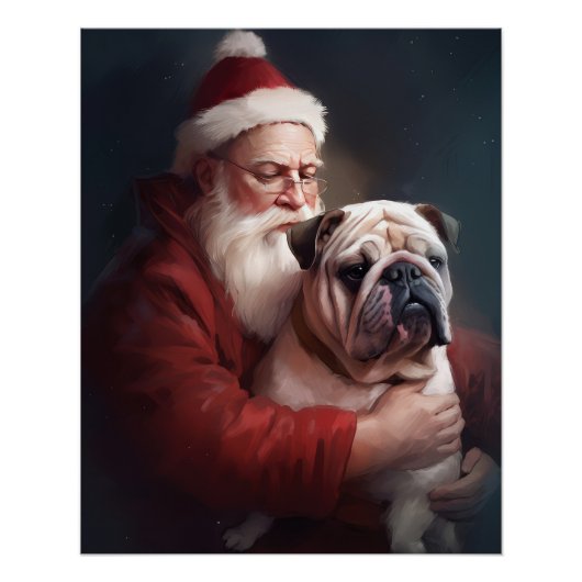 Poster Bulldog avec Noël Festif du Père Noël (Devant)