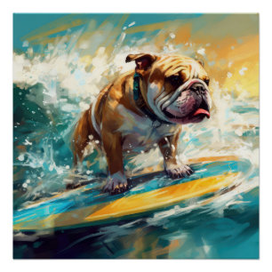 Poster Bulldog Beach Surf Peinture