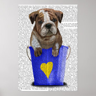 Poster Bulldog Bucket Of Love Blue