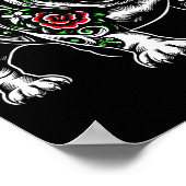 Poster Bulldog Floral Red Rose Mens Womens  (Coin)