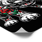 Poster Bulldog Floral Red Rose Mens Womens (Coin)
