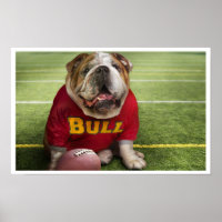 Bulldog Football Time Art Imprimer l'affiche
