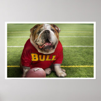 Poster Bulldog Football Time Art Imprimer l'affiche