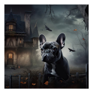 Poster Bulldog français Halloween Épouvantable