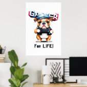 Poster Bulldog Gamer Pour La Vie (Bureau à domicile)