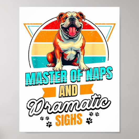 Poster Bulldog Lover Funny Bulldog Retro  (Devant)