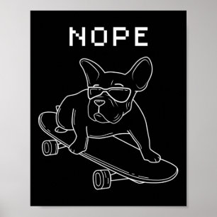 Poster Bulldog Nope À cheval Un Cool De Skateboard French