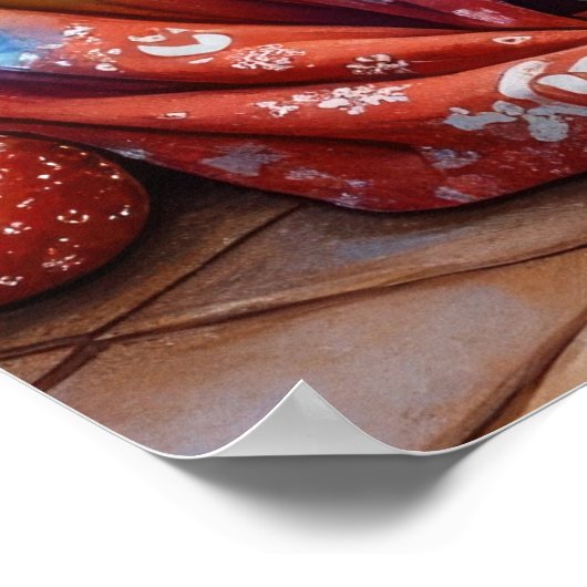 Poster Bulldog Sitting by Fireplace with Christmas Lights (Coin)