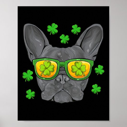 Poster Bulldog St Patrick's Day Frenchie Lover Hommes fem (Devant)