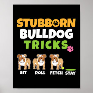 Poster Bulldog Tricks I Amoureux des chiens I Fun English
