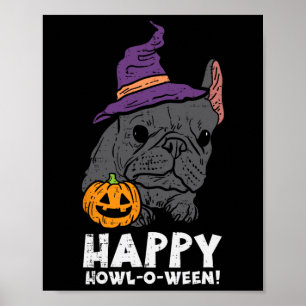 Poster Bulldog Witch Happy Howl O Ween Fun Halloween Chie