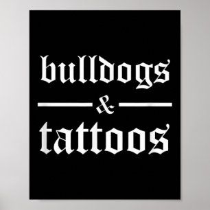 Poster Bulldogs et tatouages - Drôle propriétaire de chie