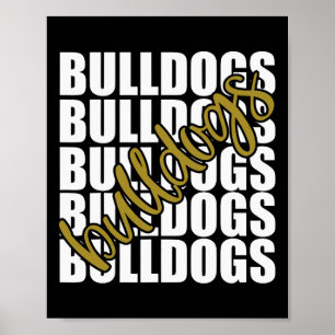 Poster Bulldogs Gold School Sports Fan Team Spirit